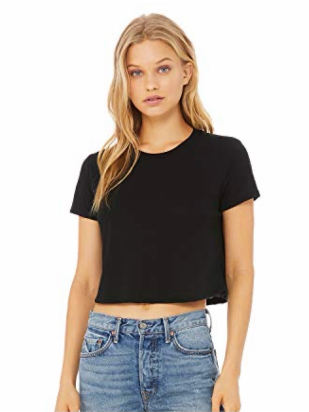 Wild Fable Classic Black Cropped Crewneck Tee Size M